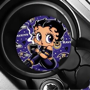 Ravens Betty Boop Car Coasters Absorbent Set of (2)